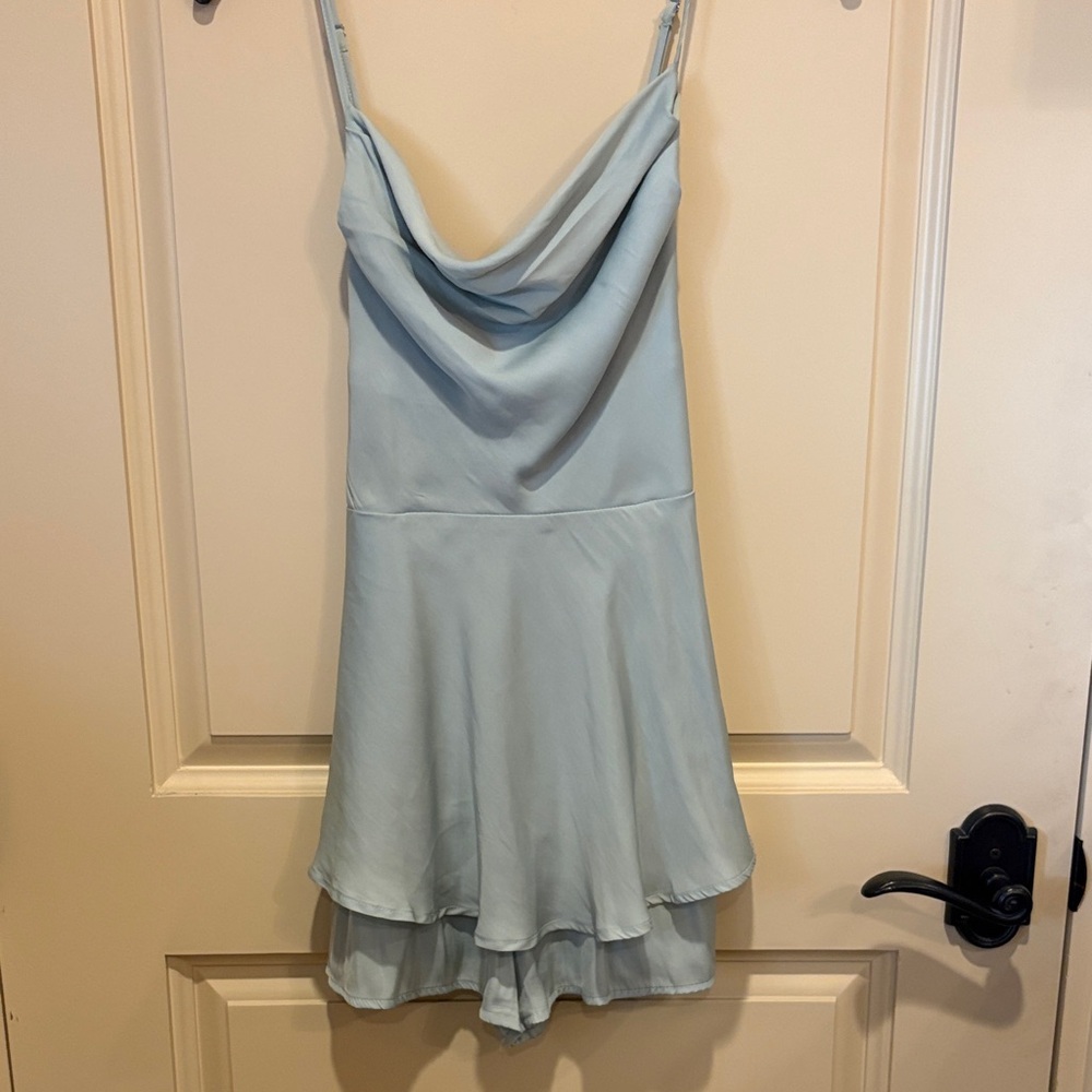 Sage green cowl neck strappy romper